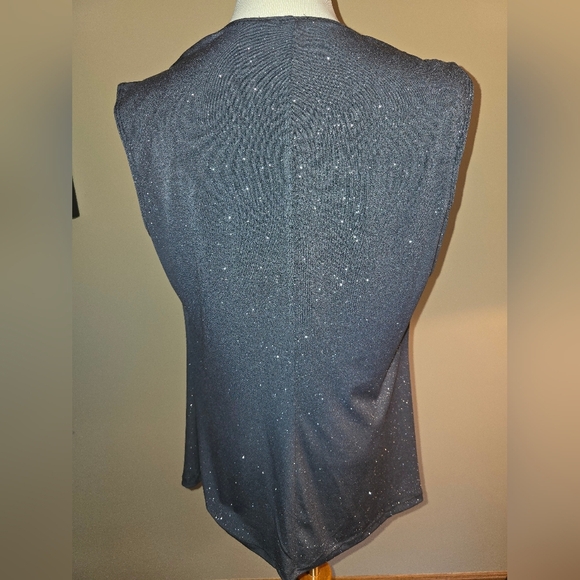 Roz & Ali Metallic  Sparkle Gray Cowl Neck Top SLEEVELESS Size XL - Picture 4 of 6